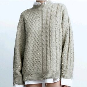 Zara Beige Cable Knit Sweater